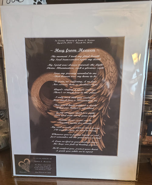 Hug from Heaven Art Work ~ Legacy Poem - *Art & Matting included only - *No Frame.